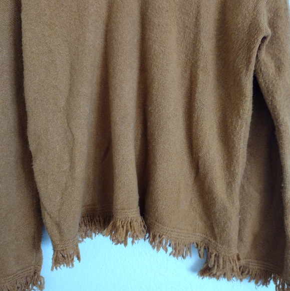 Anthropologie fringe wool alpaca blend sweater Maize orange brown size medium - Picture 9 of 12